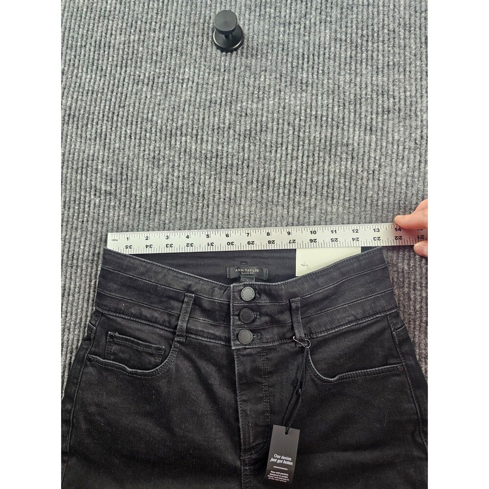 Ann Taylor Black Coated Skinny Jeans High Rise Button Fly Women’s Pant NWT Size4 - Picture 7 of 9